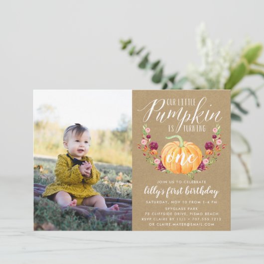 herfst pompoen aangepaste leeftijd verjaardagsfees kaart (Staand voorkant)