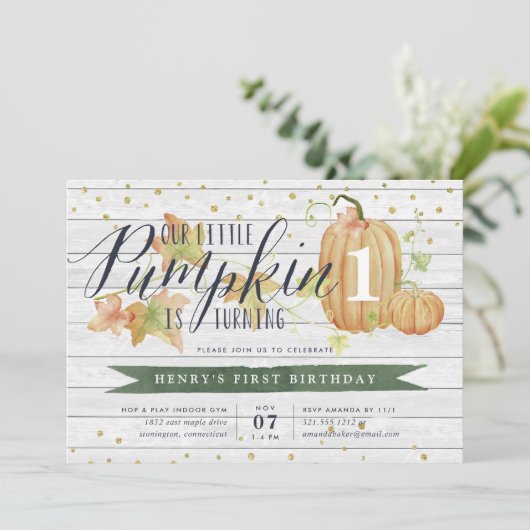 herfst pompoen aangepaste leeftijd verjaardagsfees kaart (Staand voorkant)