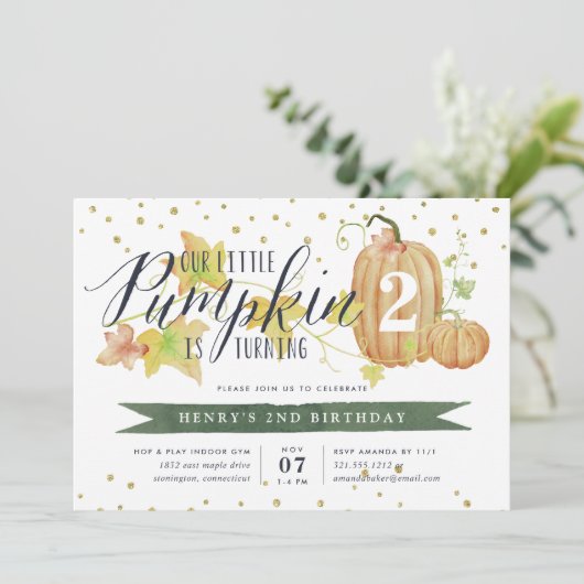 herfst pompoen aangepaste leeftijd verjaardagsfees kaart (Staand voorkant)