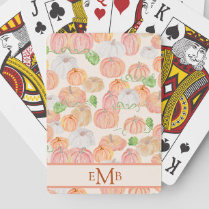 Herfst pompoen aangepaste monogram herfst pokerkaarten