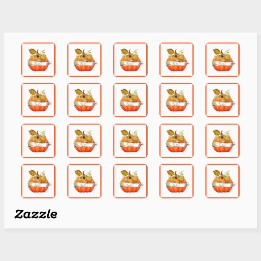Herfst pompoen aanpasbaar vierkante sticker (Vel)