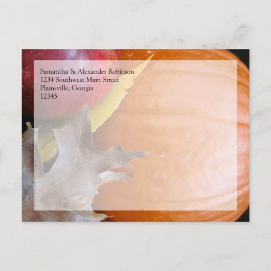 Herfst Pompoen, Apple Herfst Bruiloft Save the Dat Aankondigingskaart (Achterkant)