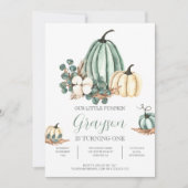 Herfst Pompoen Aquarel 1e Verjaardagsuitnodiging Kaart (Voorkant)