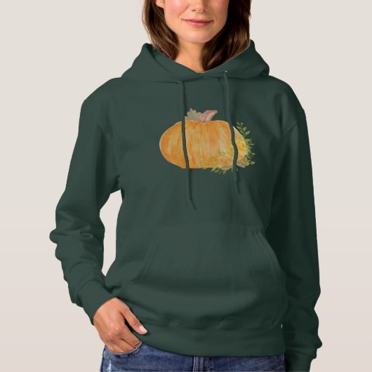 Herfst Pompoen Aquarel Kunst Hoodie (Voorkant)