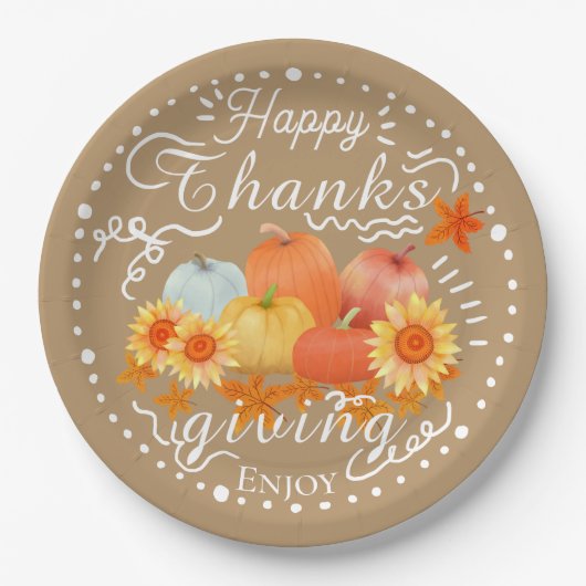 herfst pompoen as papieren bordje (Voorkant)