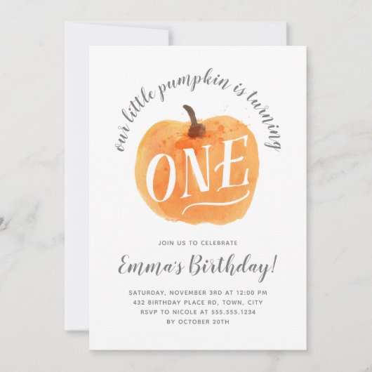 Herfst Pompoen Autumn Eerste Verjaardagsuitnodigin Kaart (Voorkant)