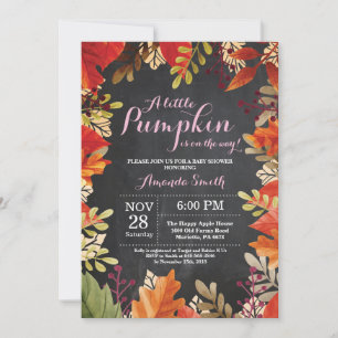Herfst Pompoen Autumn Meisje Baby Shower Uitnodigi Kaart