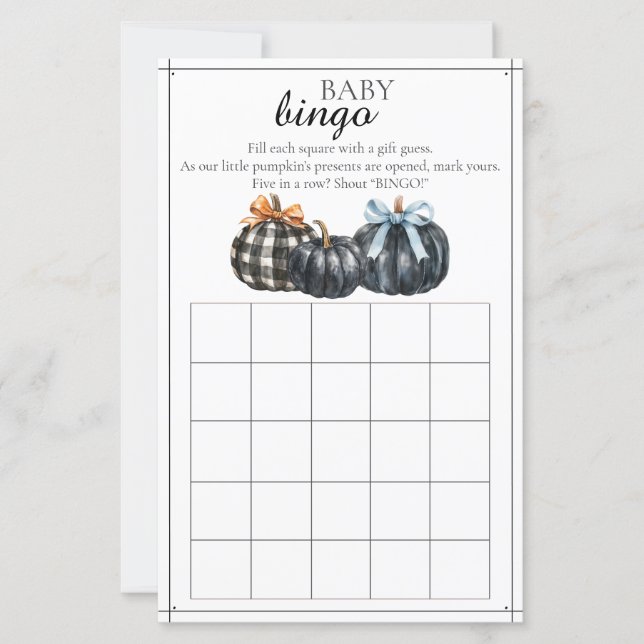 Herfst Pompoen Baby Bingo Spel (Voorkant)