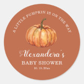 Herfst Pompoen Baby Boy Douche gunst Ronde Sticker (Voorkant)