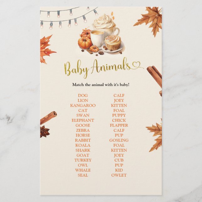 Herfst Pompoen Baby Dieren Spellen (Voorkant)