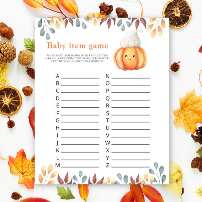 Herfst pompoen - Baby Item Game. Baby shower spel (Creator heeft geüpload)