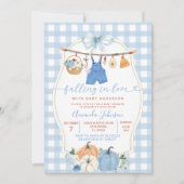 Herfst Pompoen Baby Kleding Blauw Gingham Baby sho Kaart (Voorkant)