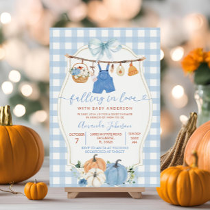 Herfst Pompoen Baby Kleding Blauw Gingham Baby sho Kaart