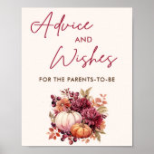 Herfst Pompoen Baby shower Advies en wensen Poster (Voorkant)