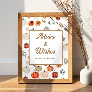 Herfst Pompoen Baby shower Advies en wensen Poster