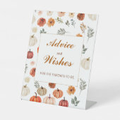 Herfst Pompoen Baby shower Advies en wensen Reclamebord Met Voetstuk (Voorkant)