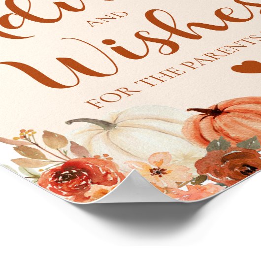 Herfst Pompoen Baby shower Advies en wensen Sign Poster (Hoek)