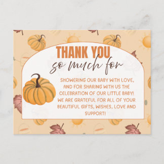 Herfst Pompoen Baby Shower Bedankkaart Briefkaart