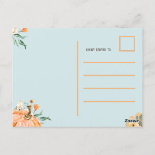 Herfst pompoen Baby shower blauw, Briefkaart