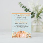 Herfst pompoen Baby shower blauw, Briefkaart (Staand voorkant)