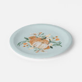 Herfst pompoen Baby shower blauw, Papieren Bordje (Gekanteld)