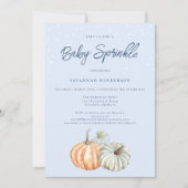 Herfst Pompoen Baby shower Blauw Sprinkle Invitati Kaart (Voorkant)