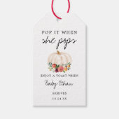 Herfst Pompoen Baby shower Champagne Label Cadeaulabel (Voorkant)