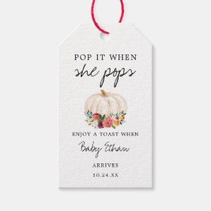 Herfst Pompoen Baby shower Champagne Label Cadeaulabel