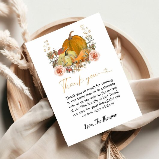 Herfst pompoen baby shower dank u kaart