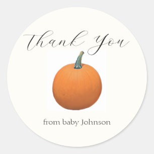 Herfst pompoen Baby shower dank u Ronde Sticker