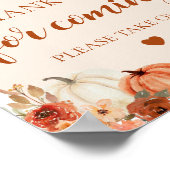 Herfst pompoen Baby shower dank u voor het komen Poster (Hoek)