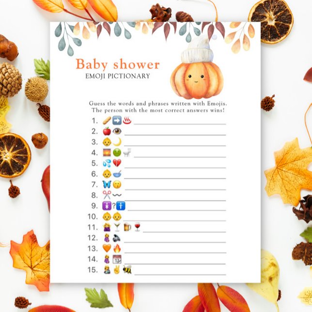 Herfst Pompoen - baby shower emoji pictionary (Creator heeft geüpload)