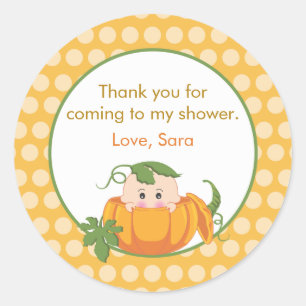 Herfst pompoen   Baby shower Favor Sticker