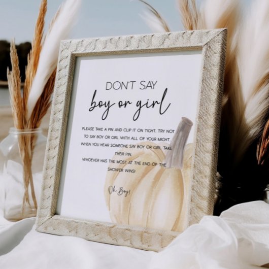 Herfst Pompoen Baby shower Game Poster