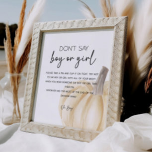 Herfst Pompoen Baby shower Game Poster