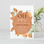 Herfst pompoen Baby shower, genderneutraal, Oh Bab Kaart (Staand voorkant)