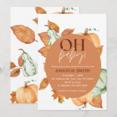 Herfst pompoen Baby shower, genderneutraal, Oh Bab Kaart (Voorkant / Achterkant)