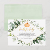 Herfst Pompoen baby shower groen boek aanvraag Informatiekaartje (Voorkant / Achterkant)