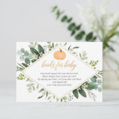 Herfst Pompoen baby shower groen boek aanvraag Informatiekaartje (Staand voorkant)