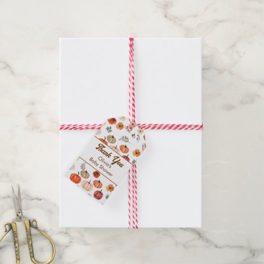 Herfst pompoen Baby shower gunst dank u Cadeaulabel (Met Touw)