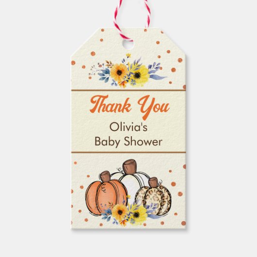 Herfst pompoen Baby shower gunst dank u Cadeaulabel (Voorkant)