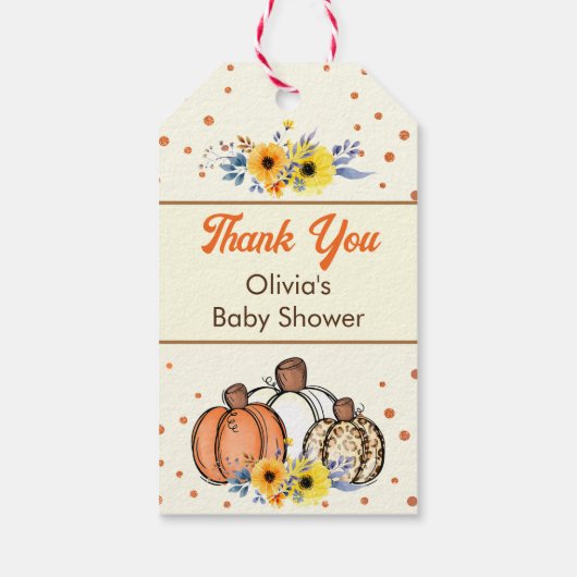 Herfst pompoen Baby shower gunst dank u Cadeaulabel (Achterkant)