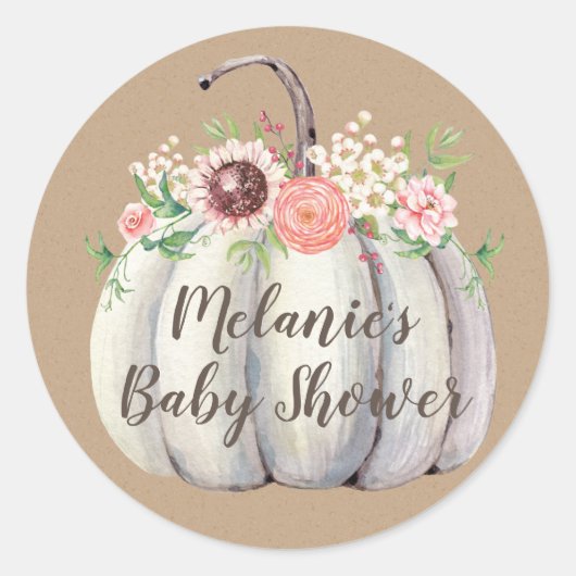 Herfst pompoen Baby shower gunst Stickers (Voorkant)