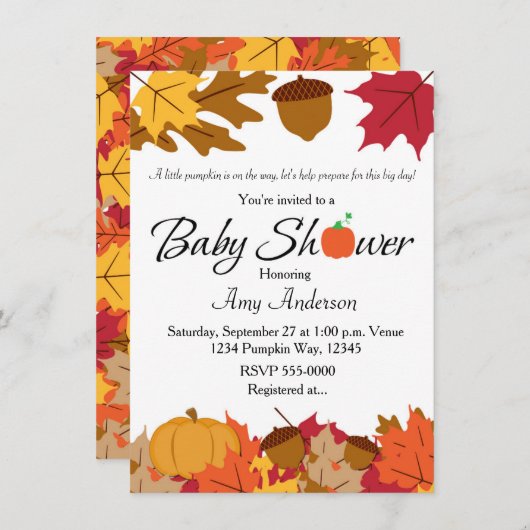 Herfst pompoen Baby shower Herfst Uitnodiging (Voorkant / Achterkant)