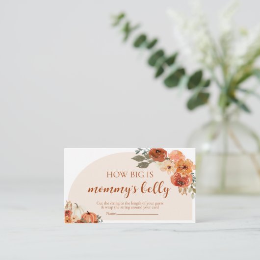 Herfst pompoen Baby shower Hoe groot is mama's bui Informatiekaartje (Staand voorkant)