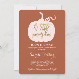 Herfst pompoen baby shower kaart