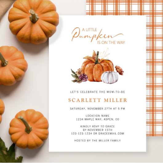 Herfst Pompoen Baby Shower Kaart