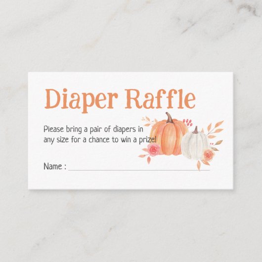 Herfst Pompoen Baby shower Luier Raffle Informatiekaartje (Voorkant)