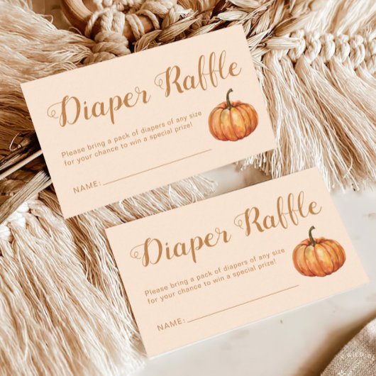 Herfst Pompoen Baby shower Luier Raffle Informatiekaartje