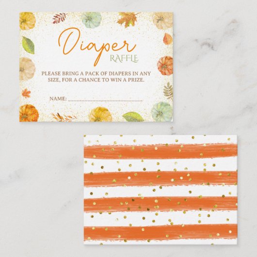 Herfst Pompoen Baby shower Luier Raffle Informatiekaartje (Voorkant / Achterkant)